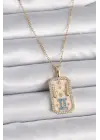  Altın  Zincir İkizler Burcu Zirkon Taşlı  Çelik Kolye