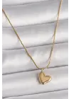  Altın  Zincir Kalp Figür  Çelik Kolye