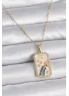  Altın  Zincir Kova Burcu Zirkon Taşlı  Çelik Kolye