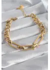 316L Çelik Gold Renk Zincir Model Kadın Bileklik