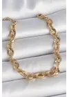 316L Çelik Gold Renk Zincir Model Kadın Bileklik