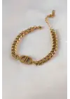 316L Çelik Gold Renk Zincir Model Kadın Bileklik
