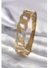 316L Çelik Gold Renk Zincir Model Zirkon Taş Detay Kadın Kelepçe