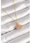  Altın  Zincir Pembe Zirkon Taşlı Kuğu Model  Çelik Kolye