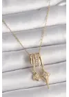  Altın  Zincir Sallantı Zirkon Taşlı Hilal Yılıdız Model  Charm Çelik Kolye