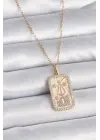  Altın  Zincir Terazi Burcu Zirkon Taşlı  Çelik Kolye