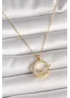 316L Çelik Gold Renk Zincir Zirkon Taşlı Ay Yıldız Model Sonsuzluk Detay Kadın Kolye