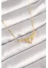 Altın  Zincir Zirkon Taşlı Ok Kalp Model  Çelik Kolye