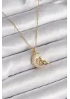  Altın  Zincir Zirkon Taşlı Peri Figür  Çelik Kolye