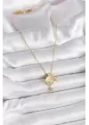  Altın  Zincir Zirkon Taşlı Sarı Mineli Ay Yıldız Model  Çelik Kolye