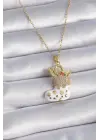  Altın  Zincir Zirkon Taşlı Yılbaşı Temalı Noel Çorabı Figür  Çelik Kolye