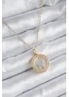  Altın  Zirkon Taş Detay Ay Yıldız Fanus Model  Çelik Kolye
