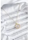  Altın  Zirkon Taş Detay Ay Yıldız Fanus Model  Çelik Kolye
