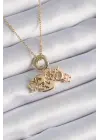  Altın  Zirkon Taş Detay Çocuk Figür Charm Model  Çelik Kolye