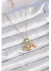  Altın  Zirkon Taş Detay Çocuk Figür Charm Model  Çelik Kolye