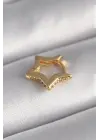 316L Çelik Gold Renk Zirkon Taş Detaylı Yıldız Model Tragus Piercing