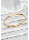 316L Çelik Gold Renk Zirkon Taşlı 65 mm İnce Kadın Kelepçe Bileklik