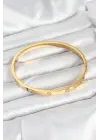 316L Çelik Gold Renk Zirkon Taşlı 65 mm Kadın Kelepçe Bileklik