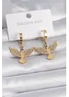   Altın Zirkon Taşlı Anka Kuşu Model Çelik Küpe