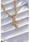  Altın  Zirkon Taşlı Anka Kuşu Model Çelik Kolye