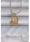  Altın  Zirkon Taşlı Ay Figürlü Tarot Çelik Kolye