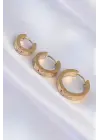   Altın Zirkon Taşlı Model 3lü Halka Küpe