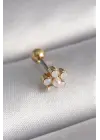316L Çelik Gold Renk Zirkon Taşlı Çiçek Model Tragus Piercing