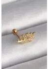 316L Çelik Gold Renk Zirkon Taşlı Dal Tragus Piercing