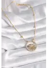  Altın  Zirkon Taşlı Göz Model  Çelik Kolye