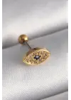 316L Çelik Gold Renk Zirkon Taşlı Göz Tragus Piercing