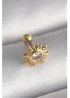 316L Çelik Gold Renk Zirkon Taşlı Güneş Tragus Piercing