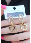 316L Çelik Gold Renk Zirkon Taşlı Halka Kadın Küpe