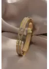 316L Çelik Gold Renk Zirkon Taşlı Kadın Kelepçe