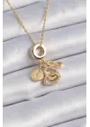  Altın  Zirkon Taşlı Kalp Sonsuzluk Detay Charm Model  Çelik Kolye