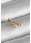 316L Çelik Gold Renk Zirkon Taşlı Kalp Tragus Piercing