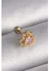 316L Çelik Gold Renk Zirkon Taşlı Kalp Tragus Piercing