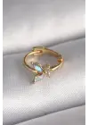 316L Çelik Gold Renk Zirkon Taşlı Kelebek Model Tragus Piercing