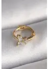 316L Çelik Gold Renk Zirkon Taşlı Kelebek Model Tragus Piercing