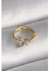 316L Çelik Gold Renk Zirkon Taşlı Kelebek Model Tragus Piercing