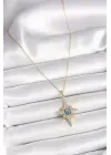 Altın Zirkon Taşlı Kutup Yıldız Model Çelik Kolye