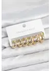 316L Çelik Gold Renk Zirkon Taşlı Kutup Yıldızı Model Halka Küpe Seti