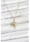 316L Çelik Gold Renk Zirkon Taşlı Kutup Yıldızı Model Kadın Kolye