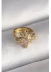 316L Çelik Gold Renk Zirkon Taşlı Kutup Yıldızı Model Tragus Piercing