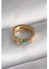 316L Çelik Gold Renk Zirkon Taşlı Mavi Taş Detay Tragus Piercing