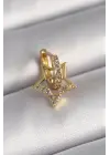 316L Çelik Gold Renk Zirkon Taşlı Sallantı Yıldız Model Tragus Piercing