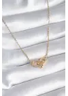  Altın  Zirkon Taşlı Tiffany Model  Çelik Kolye