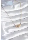  Altın  Zirkon Taşlı Tiffany Model  Çelik Kolye