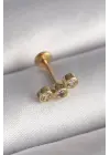 316L Çelik Gold Renk Zirkon Taşlı Tragus Piercing