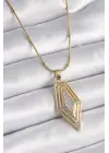  Altın  Zirkon Taşlı Vintage Model  Çelik Kolye