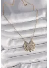  Altın  Zirkon Taşlı Vintage Model  Çelik Kolye